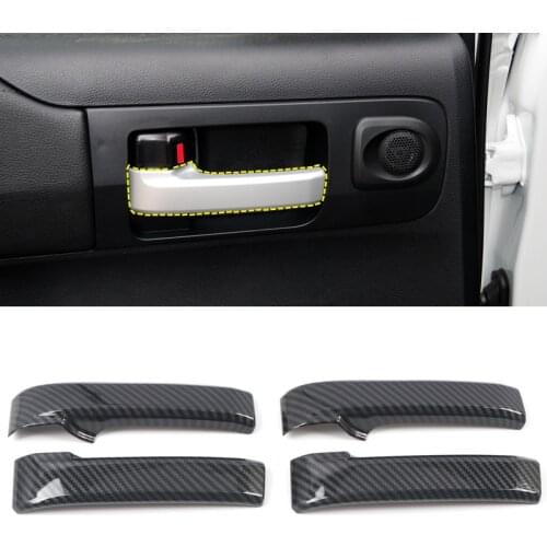 For Toyota Tundra 4-door 2014-2021 Interior Accessories Carbon Fiber Printed Inner Door Handle Cover Trim Car Styling