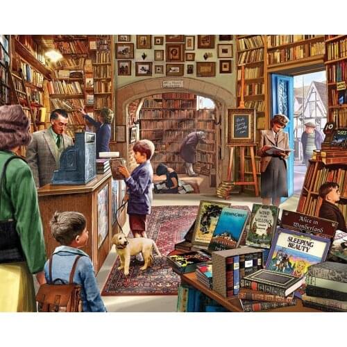 Home Decor Old Book Store 1-Silk Art Poster Wall Sicker Decoration Gift