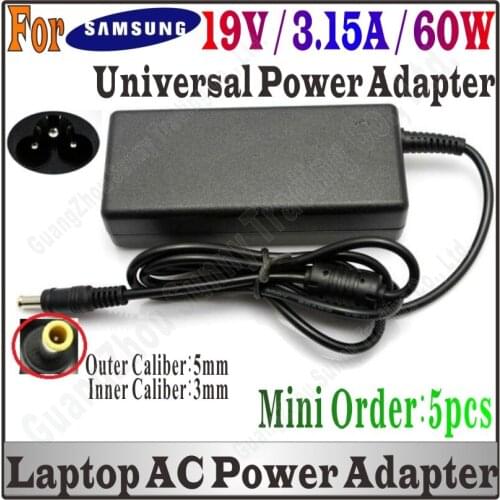 DHL Shipping 50pcs/Lot 19V 3.15A 5.0*3.0mm AC Adapter Charger For notebook samsung BA44-00243A AD-6019 AP04214-UV High Quality