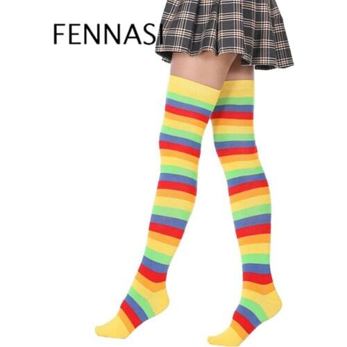 FENNASI Striped Female Stockings Rajstopy Woman Tights Medias De Mujer Sexy Pantyhose With Print Lingerie Thigh High Stockings