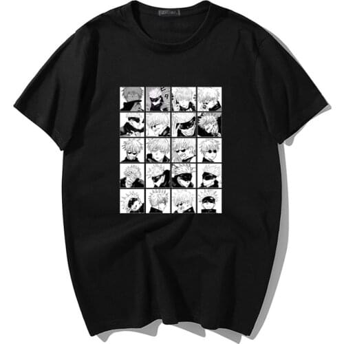 Anime Jujutsu Kaisen Japanese Cartoon Gojo Satoru Tee T-shirt Male Gothic Manga Loose Tops Unisex Harajuku Punk Cool T Shirt Men