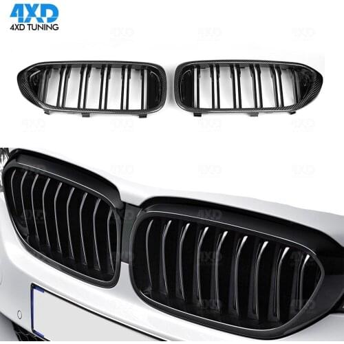 G30 G38 Front Grille For BMW New 5 series Carbon Fiber Front Bumper lip Front Grille Gloss Black Car Styling 2017 2018 2019