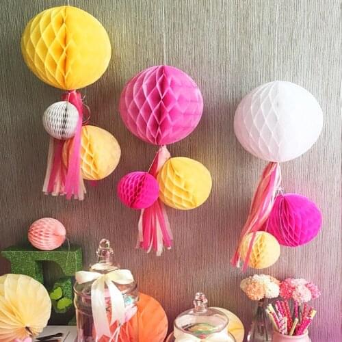 Hot sale (4 Size) Decorative Tissue Paper Honeycomb Balls Pastel Flower Birthday Baby Shower Wedding Holiday Party Decorations
