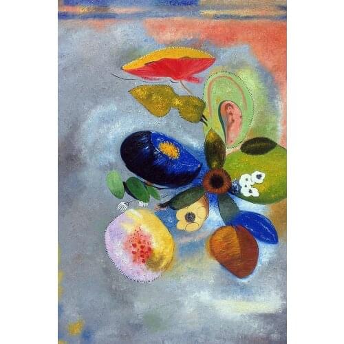 Impressionist Still Life Wall Art Oil Painting Flowers, 1914-1916 by Odilon Redon Home Decor Painting on Canvas Handpainted