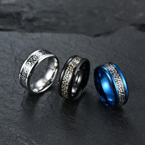 INSCHIC Free Shipping Celtic Heart Knot Stainless Steel Rings For Couple Lover Blue Black Paired Matching Ring Engagement Gifts