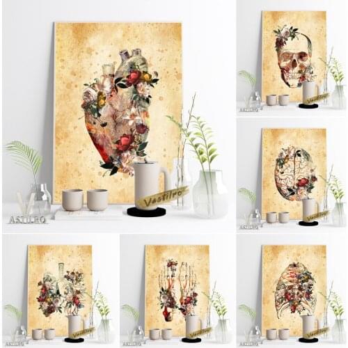 Medicine Skeleton Profile Art Print Poster Anatomical Bone Sketch Diagrams Wall Stickers Canvas Painting Doctor Gift Home Decor