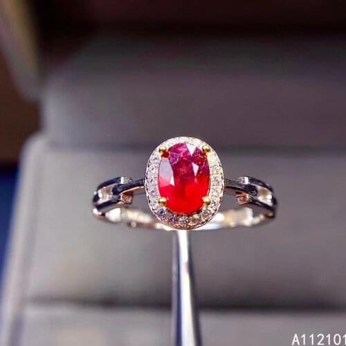 KJJEAXCMY fine jewelry S925 sterling silver inlaid natural gemstone ruby new girl exquisite ring support test Chinese style