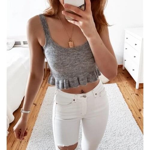 Summer Ladies Ribbed Knitting Vest Solid Sleeveless Lowcut Backless Hollow Elastic Tank Tops Women Pullovers Casual Clubwear