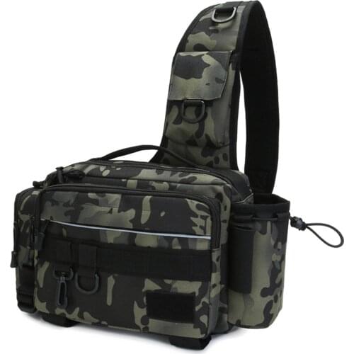 Multifunctional Fishing Tackle Bag Outdoor Water-resistant Fishing Sling Pack Waist Bag Reel Lure Storage Organizer Bag