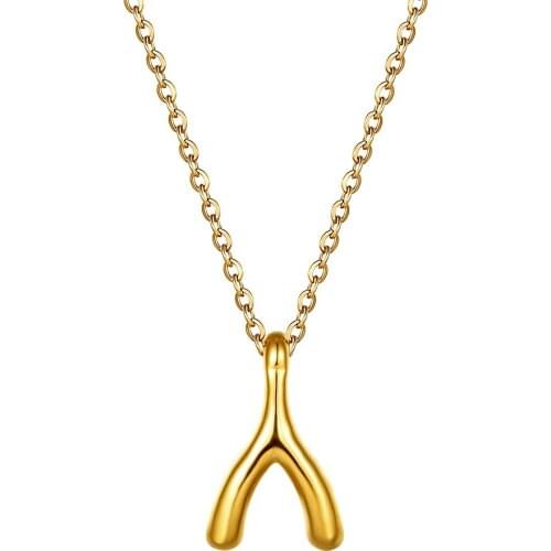 Fashion Sweet Wishing Pendant Necklaces Stainless Steel Clavicle Necklace for Women Girls Gold Color Luxury Brand Jewelry