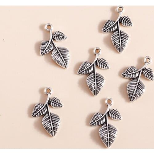 20pcs/lot 14*23mm Trendy Clover Charms Fit Necklaces Pendants Bracelets Alloy Tree Leaf Charms Handmade DIY Jewelry Accessories