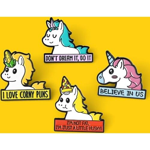 Cartoon Long horns Colorful Animal Brooches Letter Quote Enamel Pin Backpacks Clothes Badge Jewelry Gift for Kids Wholesale 2021