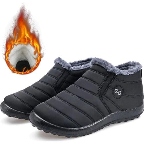 Men boots 2021 new warm plush inside waterproof snow boots man shoes solid slip-on shoes men winter ankle boot zapatos de hombre