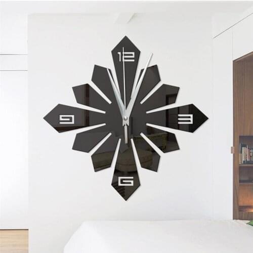 Wall Hanging Clock Modern Household Kitchen Room Decor Acrylic Arrow Mirror Hollow Decor Gift Numeral Wall Clock without Battery