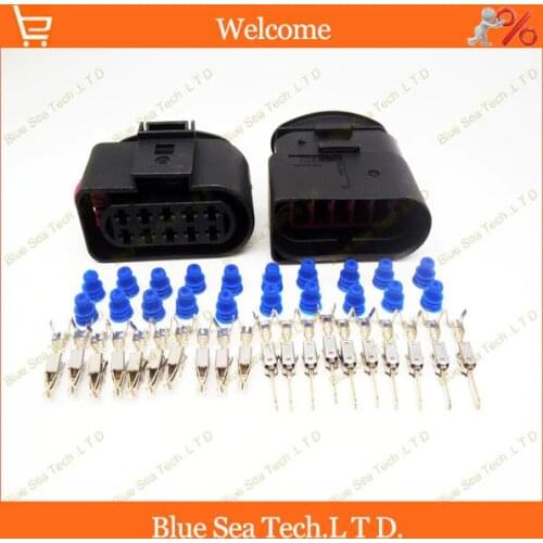 Sample,2 sets 10 Pin headlight plug connector for VW series,Auto waterproof connector for VW,Audi,Magotan,POLO,Bora,Lavida etc