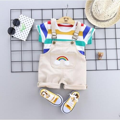 Boy Clothes Summer Baby Boy Clothes Set Cartoon Toddler Baby Infant Girls Outfits T-shirt+Bib Pants Kids Clothing Sets Tracksuit