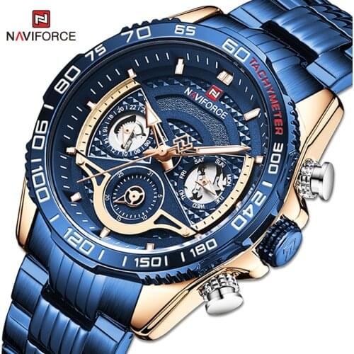 Original NAVIFORCE Men Watch Luxury Casual Sport Steel Band Clock Waterproof Military Quartz Wristwatches Male Relogio Masculino