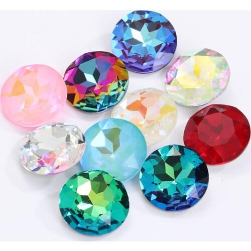 Pipatian 9Pcs 27MM Big Round Gemstone High Quality Rhinestone for Handicrafts Loose Rivoli Crystal Flower Diy Crafts Crystal