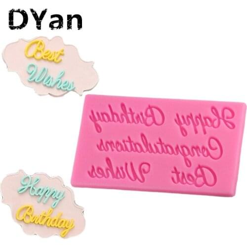 Happy Birthday Letters Cake Border Silicone Molds Fondant Cake Decorating Tools Sugar Ctaft Candy Chocolate Moulds