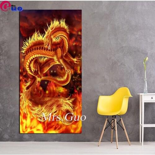 Full Square Drill 5D DIY Diamond Painting Golden dragon Crystal Embroidery Cross Stitch Needlework Mosaic puzzle Decor large