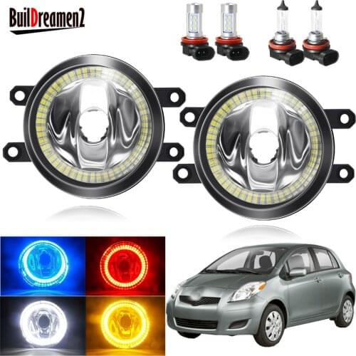 Angel Eye Fog Light For Toyota Yaris Hatchback 2006-2014 Car Front Bumper Fog Light Assembly Halo Ring Daytime Running Lamp 12V