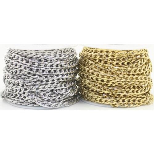 REGELIN 1 Meter Gold/Silver/Rose Gold Tone 3-4.5mm Width Rolo Cable NK Chain Stainless Steel Gold Link Chain For Necklace Making