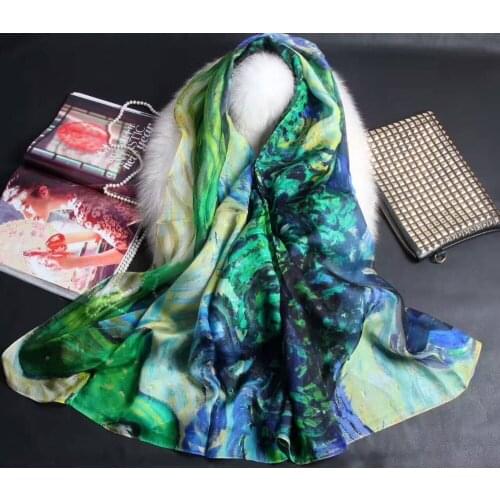 [SLKSCF] 175X135CM Summer silk shawls real silk chiffon scarf quality pure silk scarves sunscreen capes