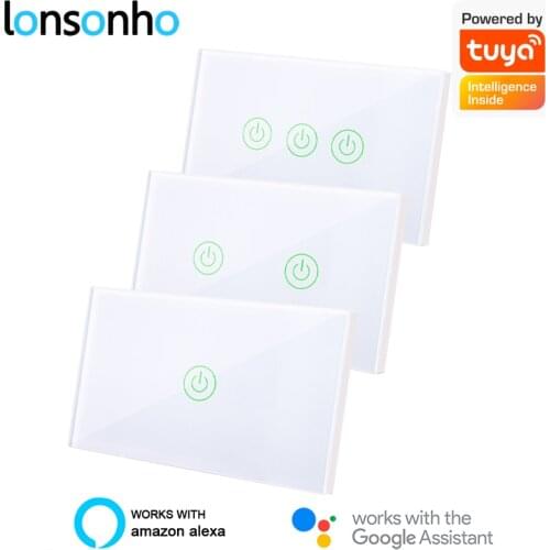 Lonsonho Tuya Smart Life WiFi Smart Switch US No Neutral Wall Light Touch Switch Works Alexa Google Home Smart Home Improvement