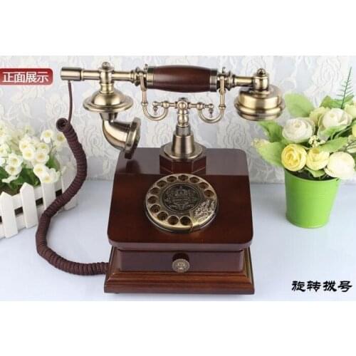 Rotating disk high-grade antique telephones,Wood metal Vintage antique telephones