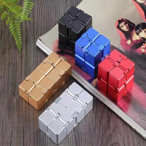 High Quality Inifinity Cube Flip Unlimited Aluminum Alloy Magical Cubes Flip Pocket Squares Anxiety Relief Toy Fidgeting Cub