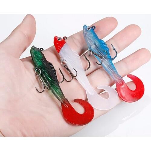 1pc 9.5g 10cm Jig Head Lead Soft Bait Silicone Lures Fishing Lure Roll Tail Fish Baits Twirl Tails Fhishing Baits for Fishing