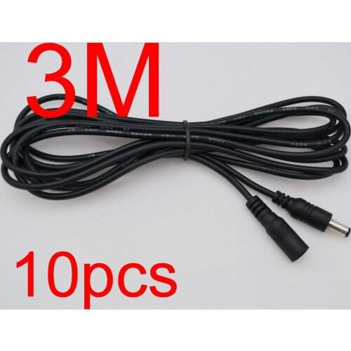 10pcs Power supply DC 5.5 x 2.1mm Female to Male Plug Cable adapter extension cord 3M 10FT for CCTV LED Monitor
