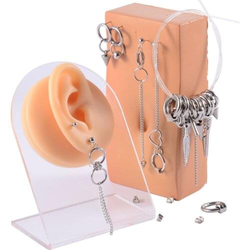 2PCS Stainless Steel Ear Tragus Helix Cartilage Dangle Lobe Earrings Ear Clip For Men/Women Punk Earrings Body Piercing Jewelry