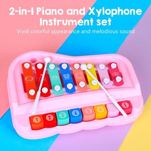 Ammoon SY-73 2-In-1 Xylophone Piano Keyboard Early Education Musical Instrument Toys with Mallets for Children Toddlers