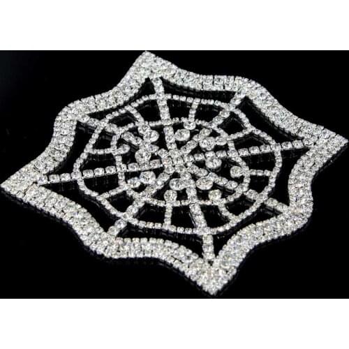 20Pcs Bridal Appliqued Clear Rhinestone Applique Crystal Bridal Belt Patches DIY Crafts