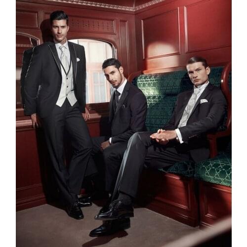 2017 custom of the groom dress, fashion wear formal wedding best man suit mens suits (coat + pants + tie, vest)