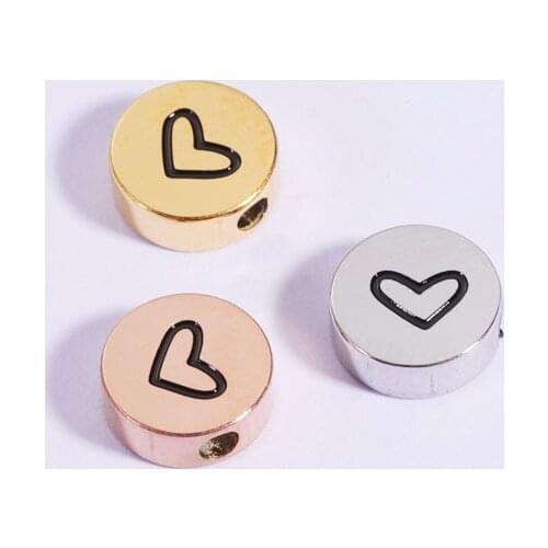 2021 Trendy DIY Jewelry Accessories Mirror Polished IP Plated Jewelry Stainless Steel Heart Round Charms For DIY Making