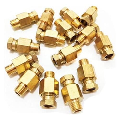 5PCSCompression Ferrule Tube Compression Fitting 4-8mm OD Tube Connector Machine tool lubrication Brass oil Pipe Fitting adapter