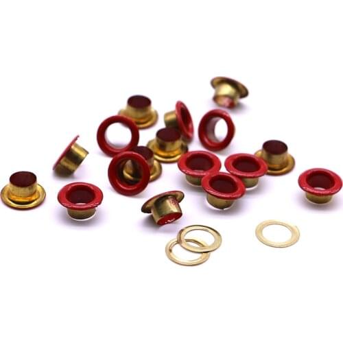 50sets/pack(Outer diameter)10.5mm (internal)6mm (high)5mm red coloured eyelets metal brass eyelet Red|cyan color