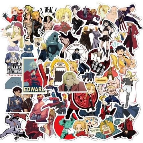 50PCS Fullmetal Alchemist Sticker Toy Gifts for Kids Cartoon Anime Stickers to Stationery Laptop Phone PS4 Guitar Skateboard Car