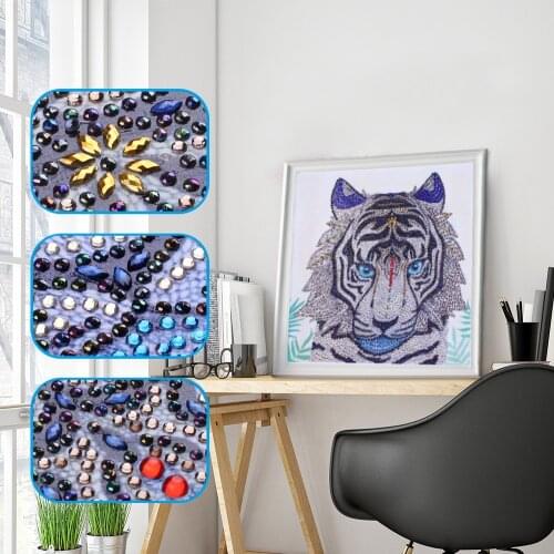 Special Shaped Diamond Painting Tiger DIY 5D Partial Drill Cross Stitch Kits Crystal Rhinestone Embroidery Crafts Needlework