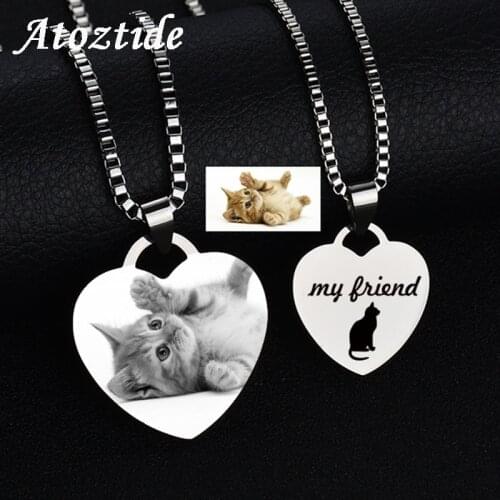 Atoztide Hot Sale Personalized Hollow Heart Necklace Engrave Words Picture Customized Pendant Necklace Valentines Gift