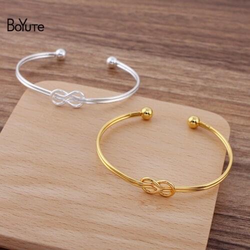 BoYuTe (5 Pieces/Lot) 62*3MM Iron Metal Two-lines Twist Bowknot Bracelet Factory Direct Sale Diy Handmade Jewelry Accessories