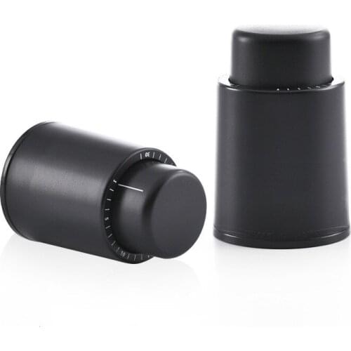 Black ABS Wine Bottle Stopper Silicon Sealed Champagne Bottle Stopper Vacuum Sealer For Retain Freshness Stopper Bar Tools