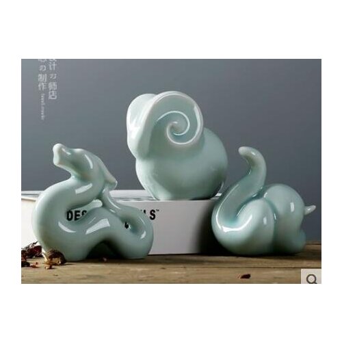 Jingdezhen hand-made celadon zodiac decorative ceramic office tabletop decoration monkey horse, ox and sheep crafts