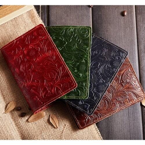 Business Unisex Travel Wallet Genuine Leather Passport Cover 685-40 Solid Credit Card Holder Vintage Men Women Passport Case