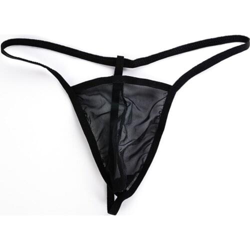 Men G-string Thongs Mesh Underwear T-back Briefs Bikini Underpants Spandex Black Red White 3Pcs Men G-string