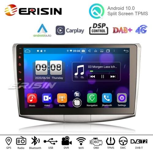Erisin 8717 Octa-Core 10.1 Inch Android 10.0 Car Stereo Carplay DSP DAB+ 4G TPMS GPS Android Auto Radio for VW Passat B6 B7 CC