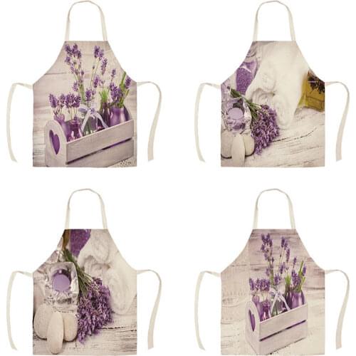 Cotton linen Lavender Aprons for Kitchen 53*65cm Home Cooking Baking Cleaning Accessories WQT315