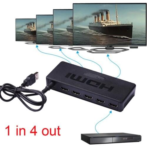 HDMI Splitter 1X4 Full HD 1080p 60Hz Video Converter HDMI Switcher Split 1 In 4 Output For MACBOOK DELL ASUS PS4 XBOX PC TO TV
